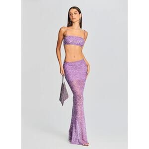 Retrofete Zahra Sequin Embellished Maxi Skirt Party Evening Orchid Lavender XS
